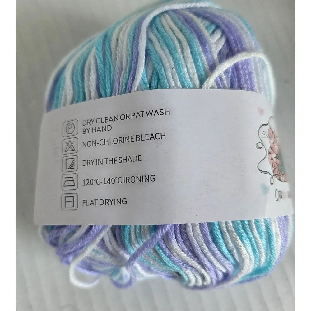Lot of 6 Skeins Baby Yarn Variegated Purple White‎ Blue Silk Cashmere Wool 300g